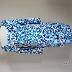 Lilly Pulitzer XL Sophie Dress Blue Paisley Stretch Vacation Cruisewear Summer